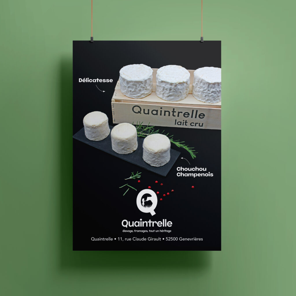 Affiche et prise de vue pour la fromagerie Quaintrelle de Genevrières