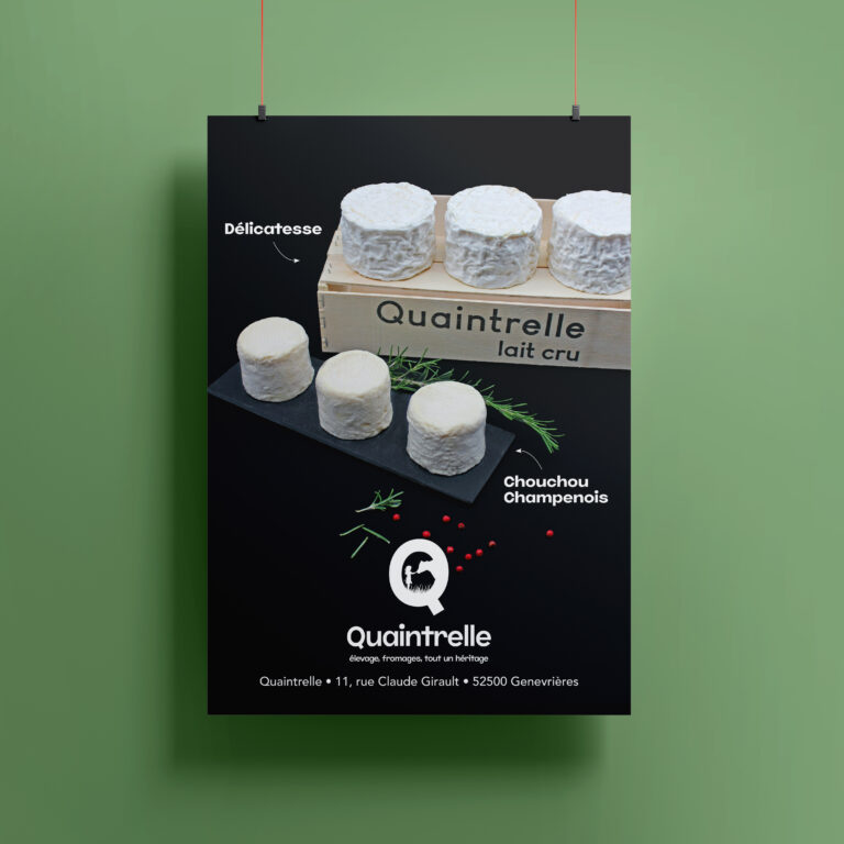 Affiche et prise de vue pour la fromagerie Quaintrelle de Genevrières